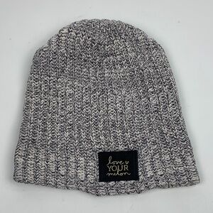 Love Your Melon Black and White Knit Hat beanie NEW